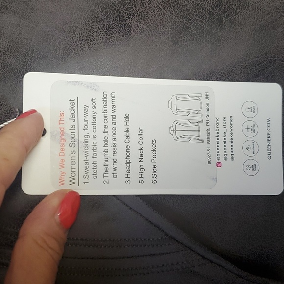 🌼 Womens running jacket, soft faux leather size L large, but fits like M medium - Picture 8 of 13